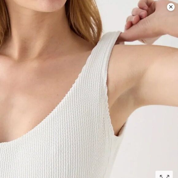 J Crew Scrunchie Classic Scoopneck One Piece Swimsuit size 4 NEW White - Picture 3 of 12